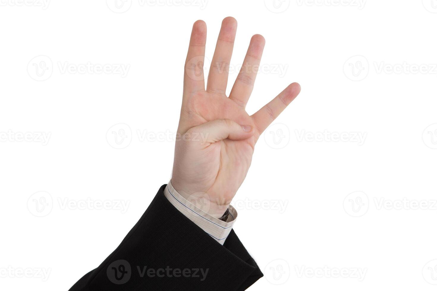 male hand showing four fingers photo