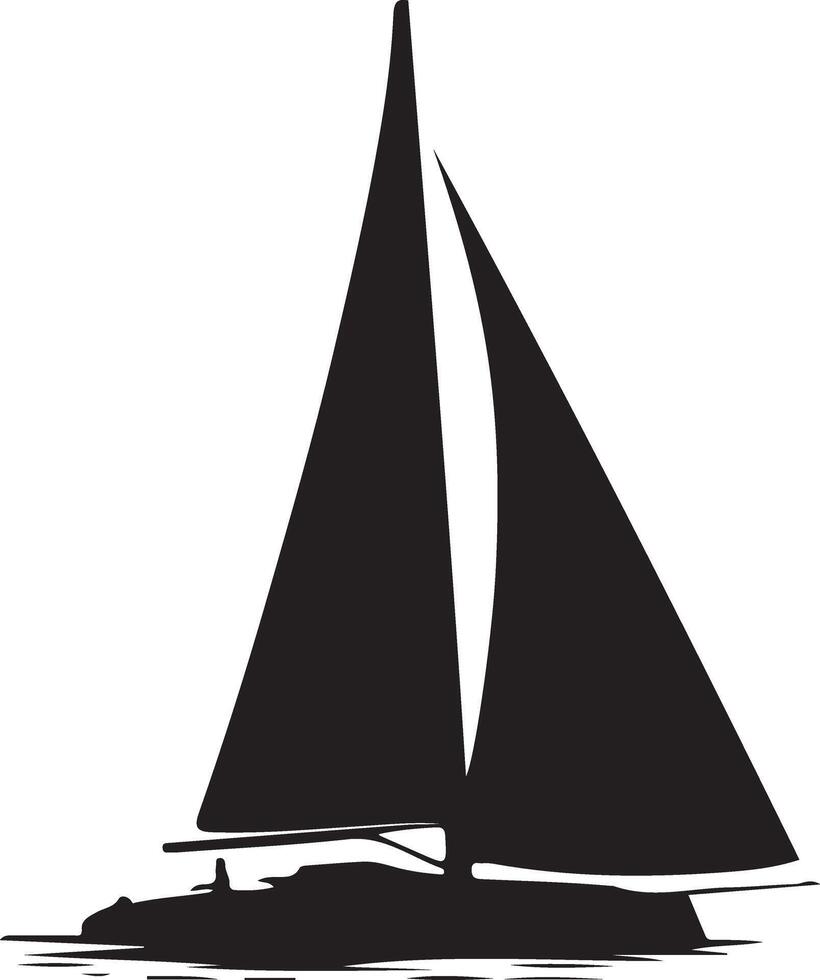 A black silhouette of one sailboat vector