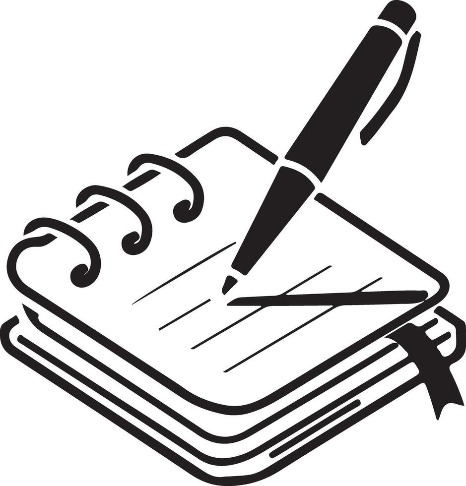 The logo silhouette art of a notebook vector