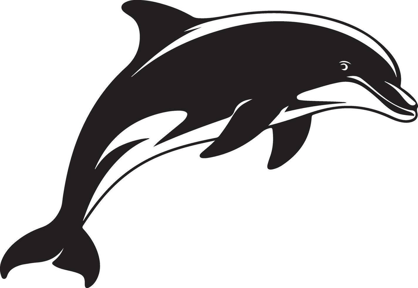 A silhouette illustration of a dolphin vector