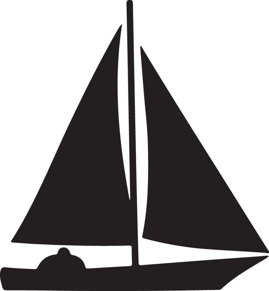 Sailboat on the horizon Black Silhouette vector