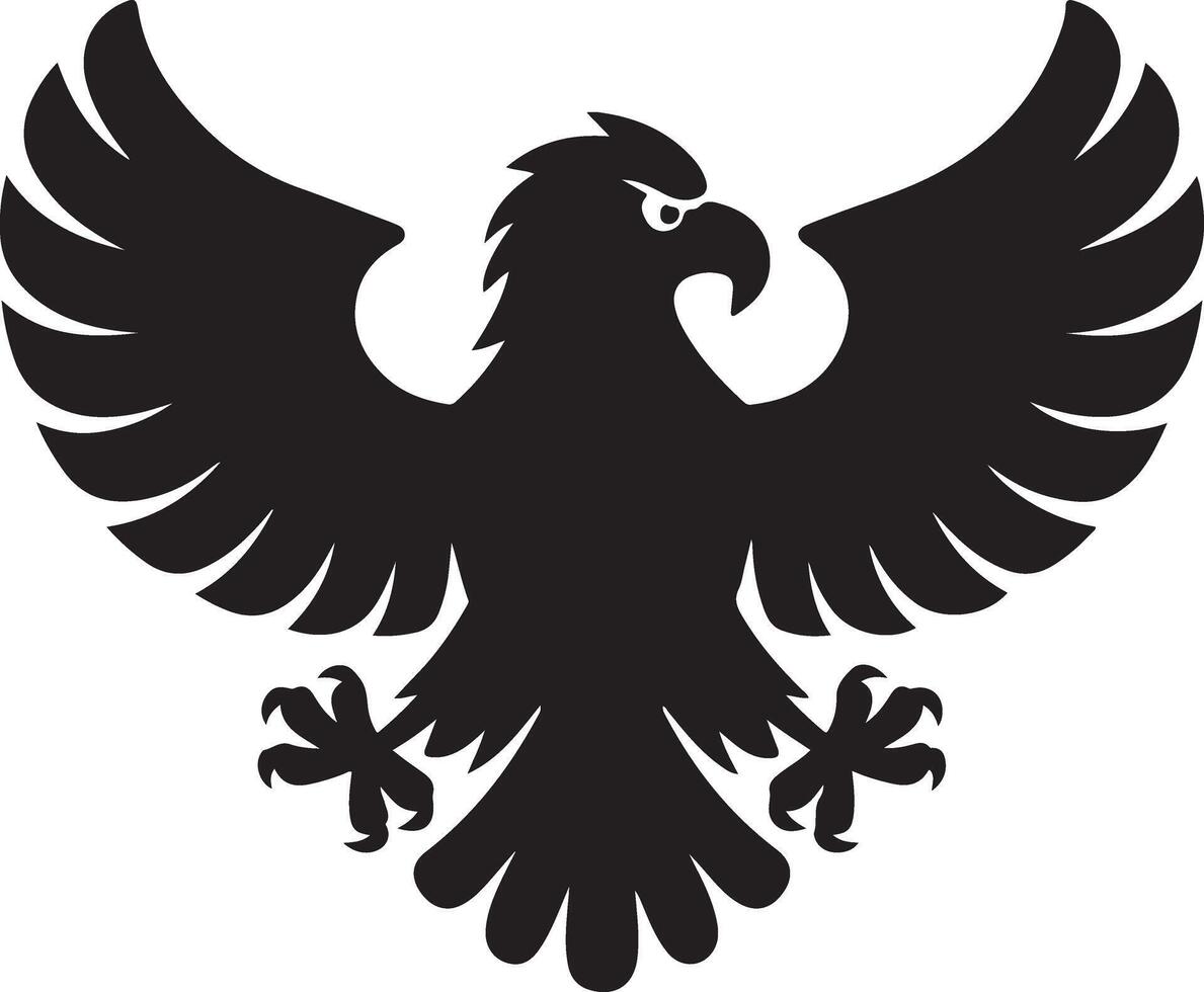 A solid silhouette illustration of a cute eagle vector