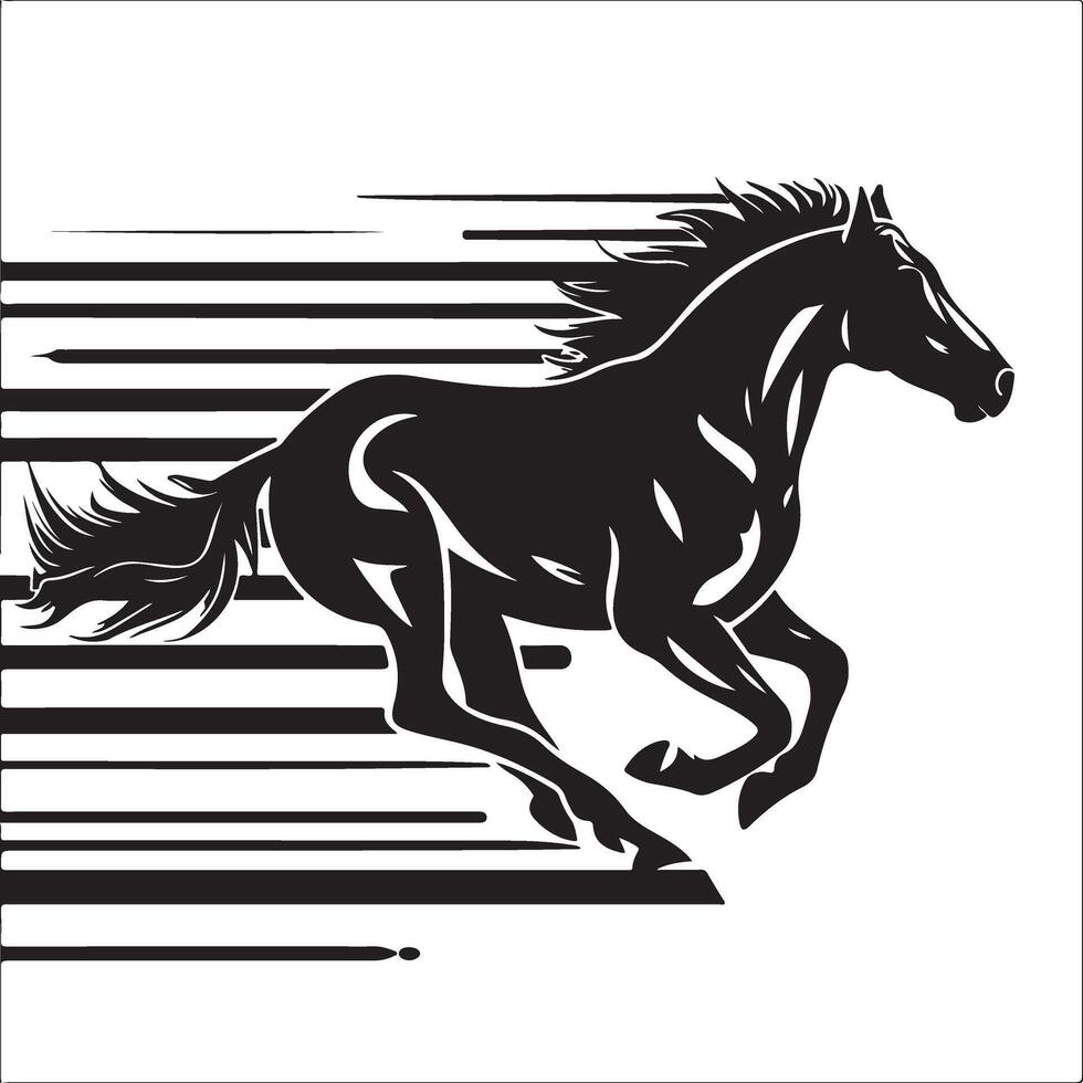 Horse galloping Black Silhouette Design vector