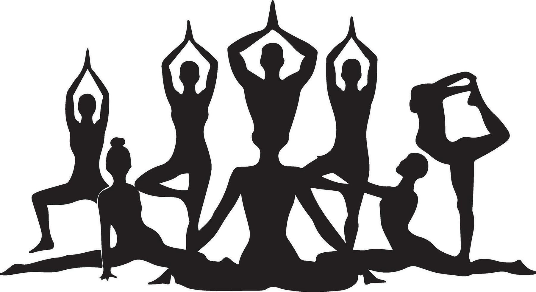 Yoga poses black silhouette design vector