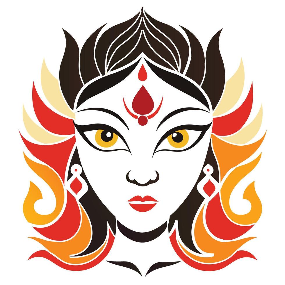Indian biggest festival goddess navratri maa durga statue face holiday celebration drawn illustration 01 vector