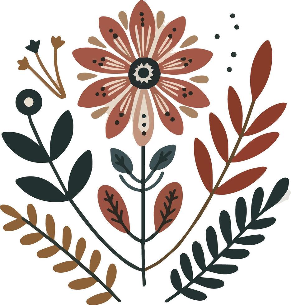 Floral illustration with leaves and flowers vector