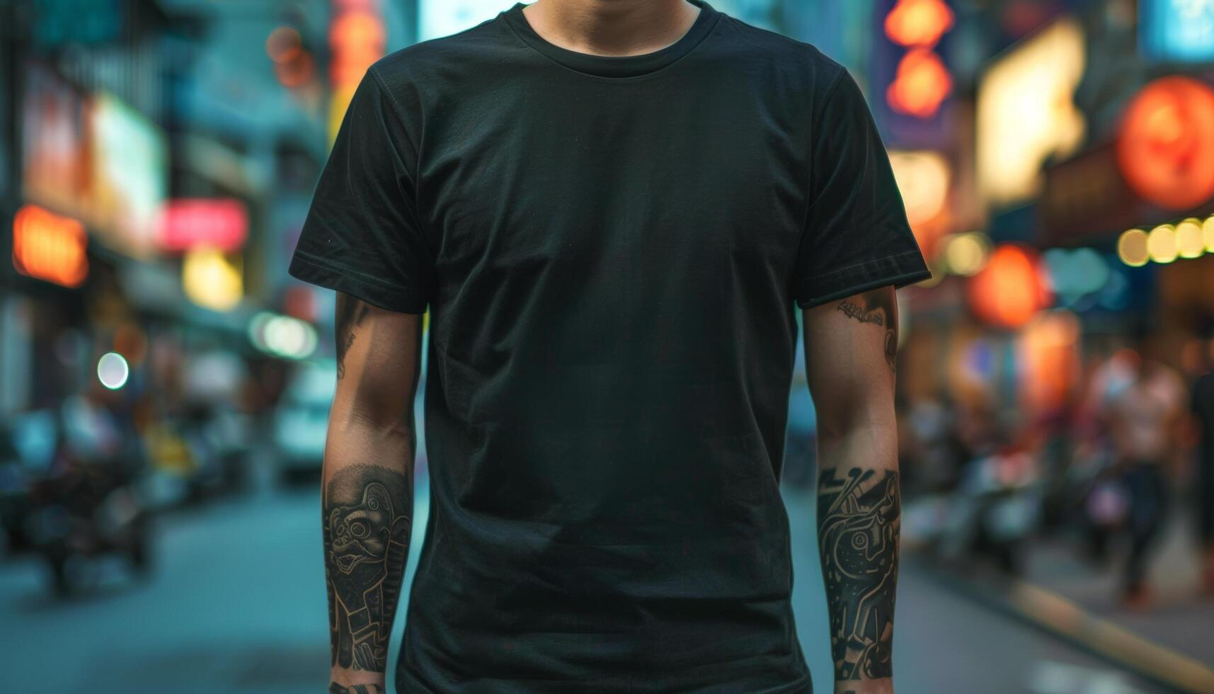 Tshirt template. T-shirt empty mockup design. Copyspace on fashion wear. photo