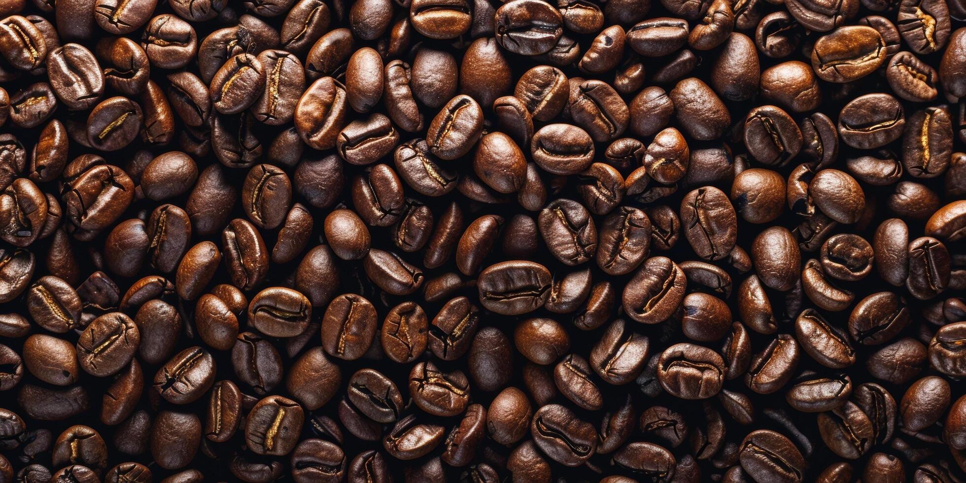 Coffee bean pattern. Hot drink concept with copyspace for text. Brown seed ingredient. Dark aromatic espresso background. Roasted mocha grain texture photo