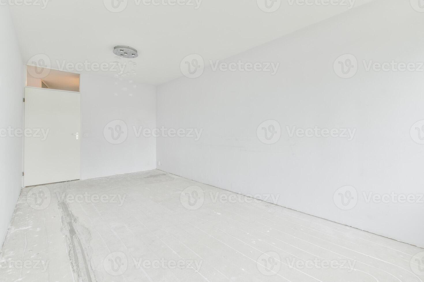 An empty room with white walls and a door photo