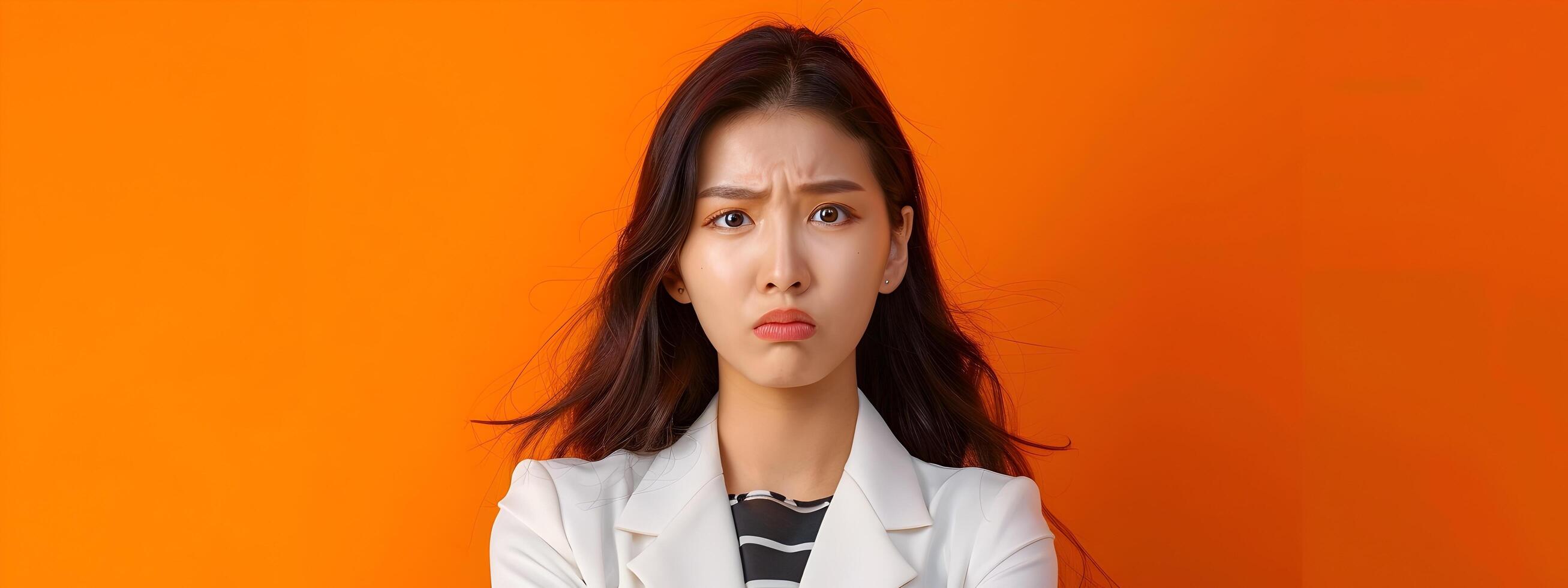 Angry Asian Businesswoman in Modern Neo Pop Style Portrait photo