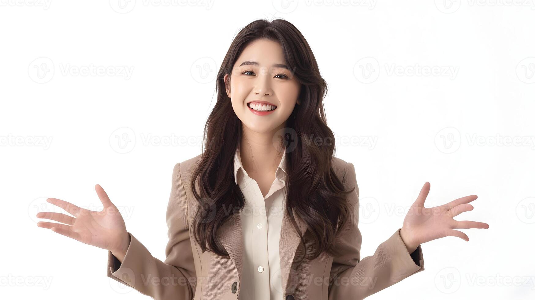 Confident Asian Businesswoman Exuding Neo Pop Charm in Professional Portrait photo
