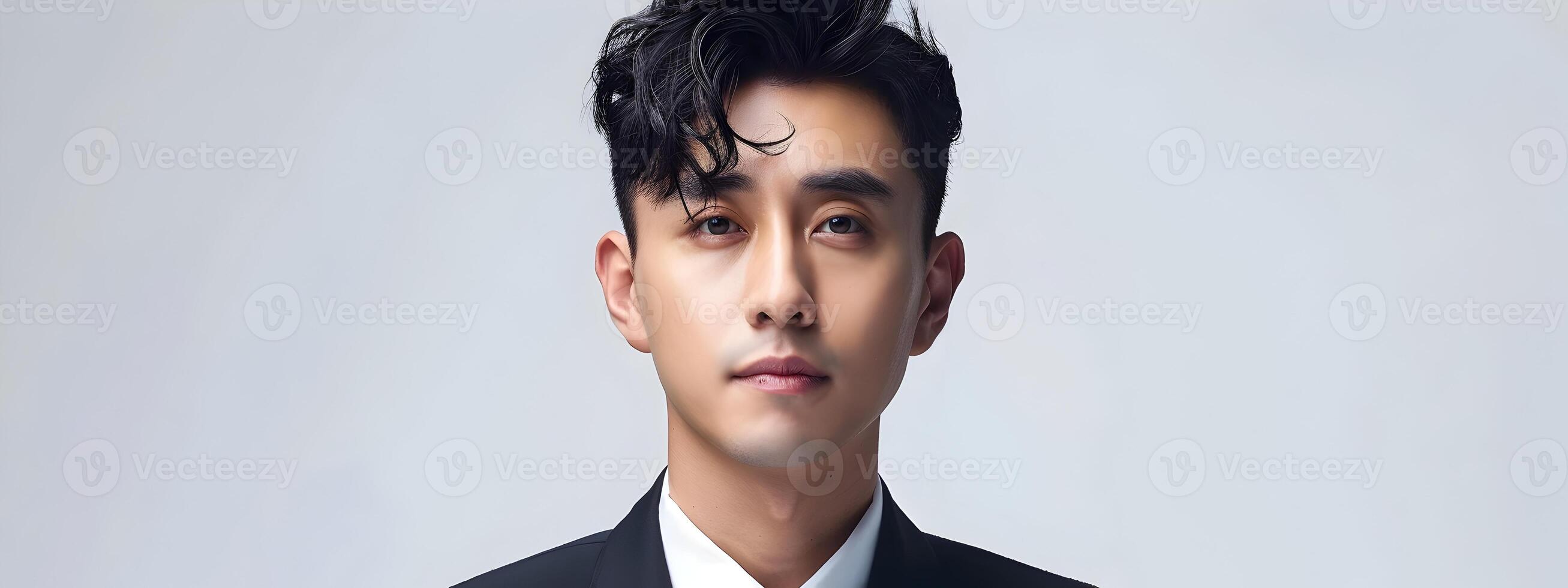 Confident Asian Businessman in Modern Neo Pop Themed Portrait photo