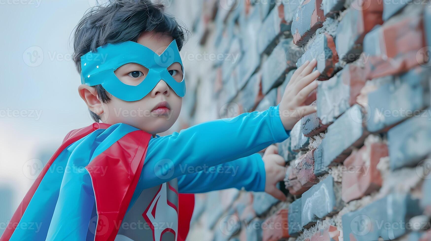 Energetic Young Korean Superhero Breaks Through Brick Wall in Dynamic Neo Pop Scene photo