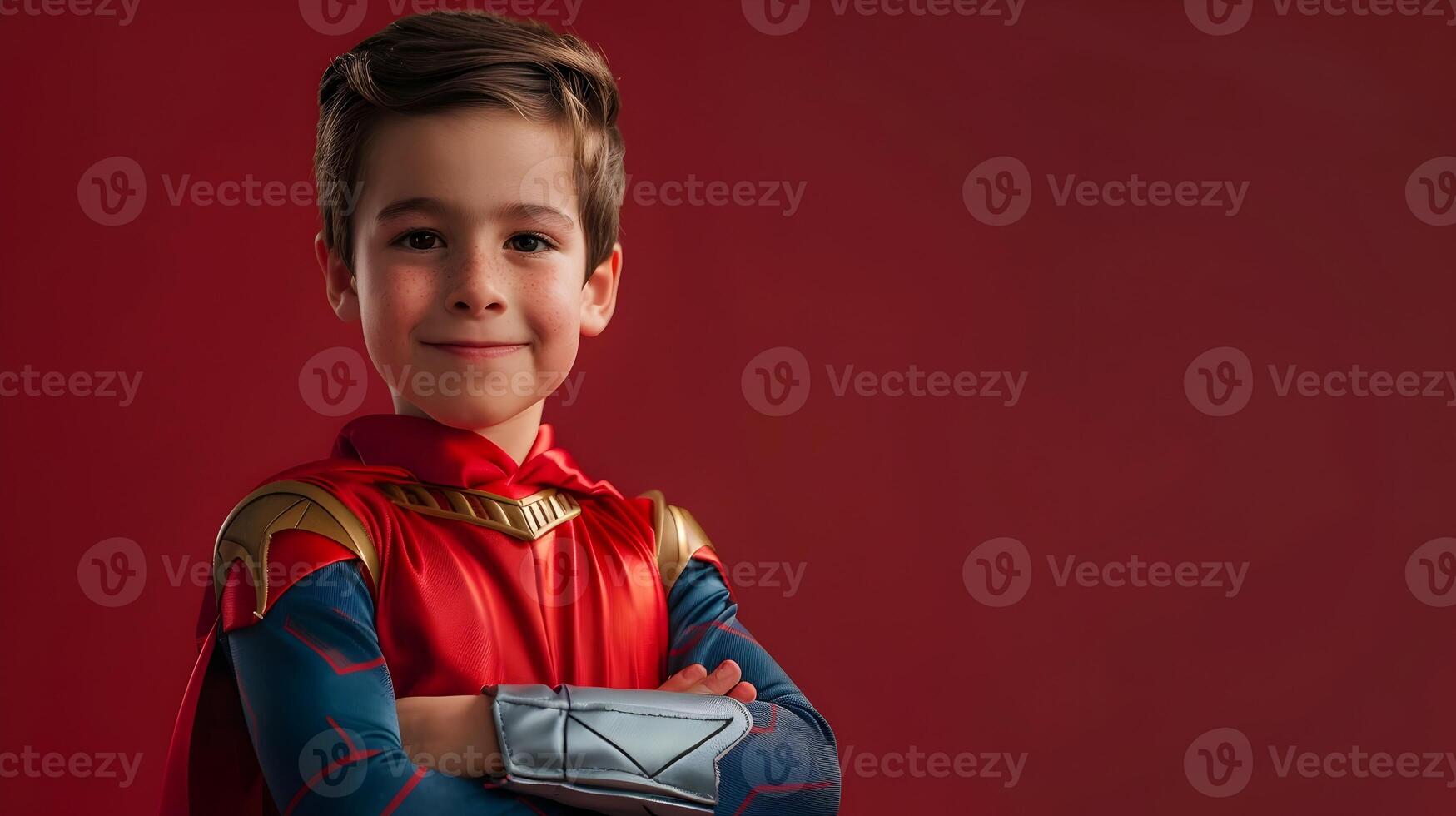 A young boy in a superhero costume photo