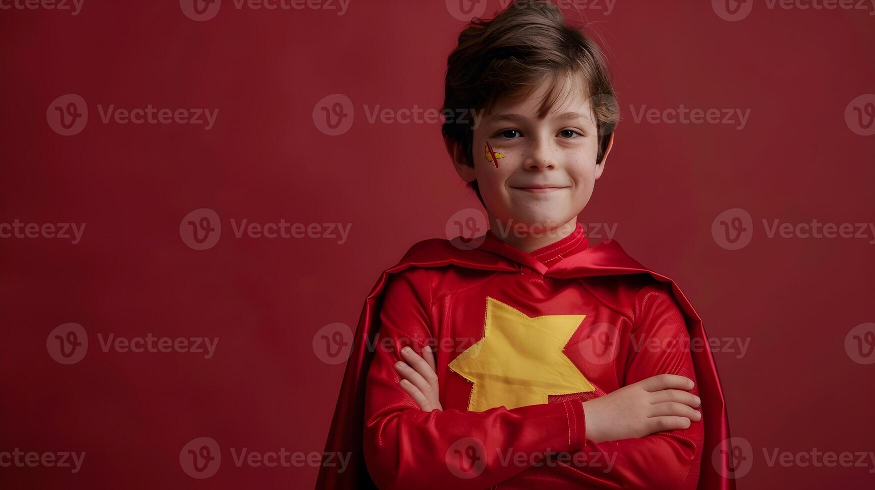 A young boy in a superhero costume photo