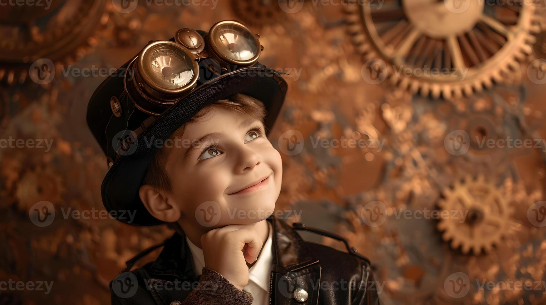 A young boy wearing a hat and glasses photo