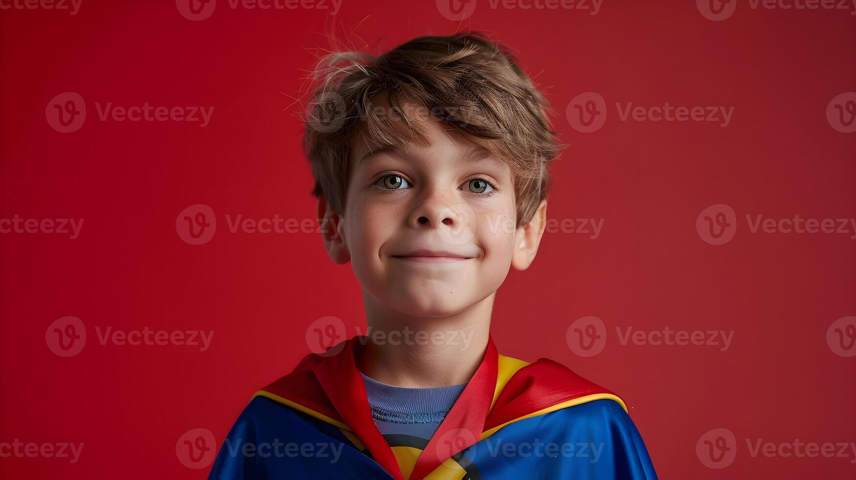 A young boy in a superman costume photo