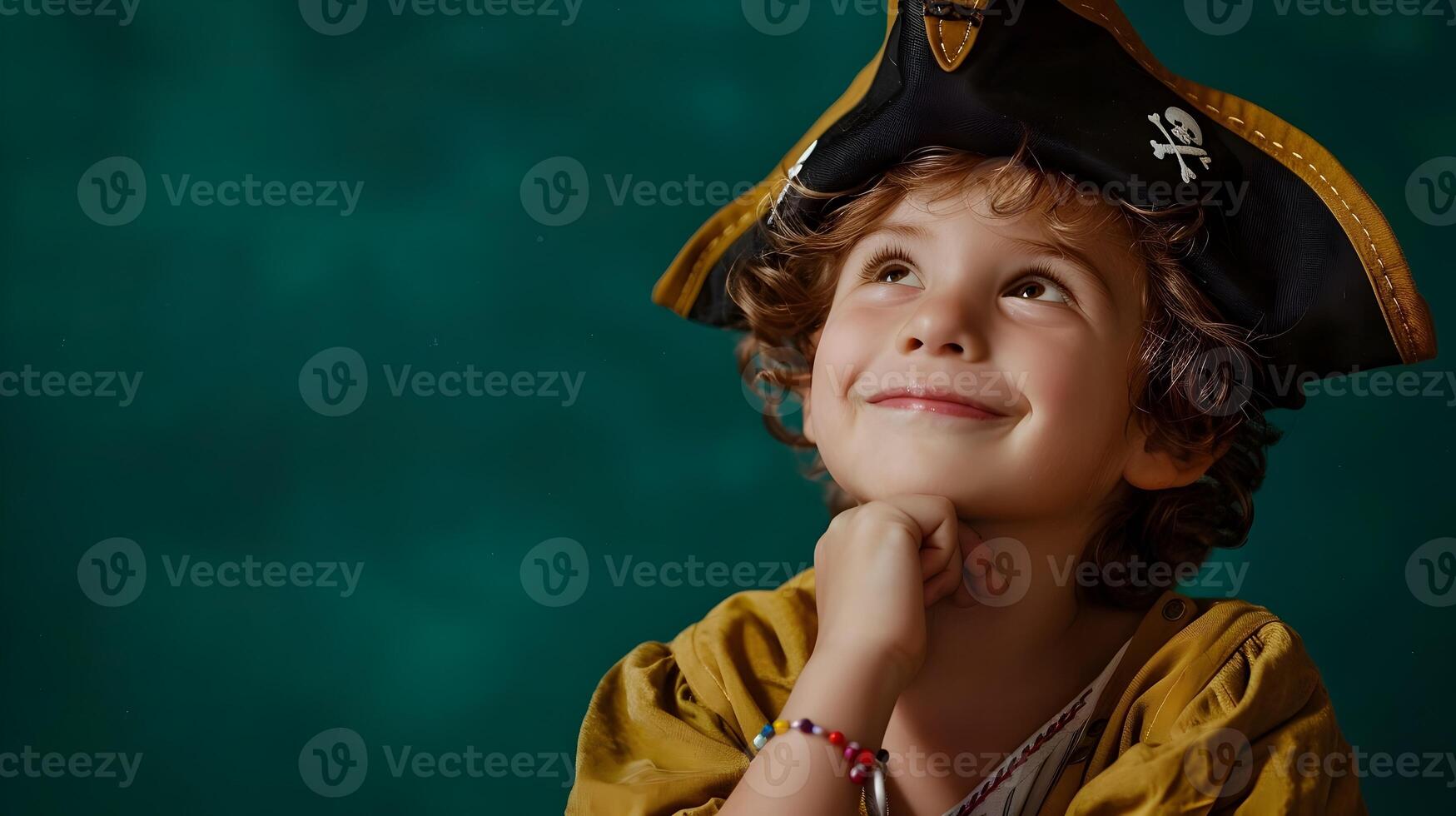 A young boy wearing a pirate hat photo