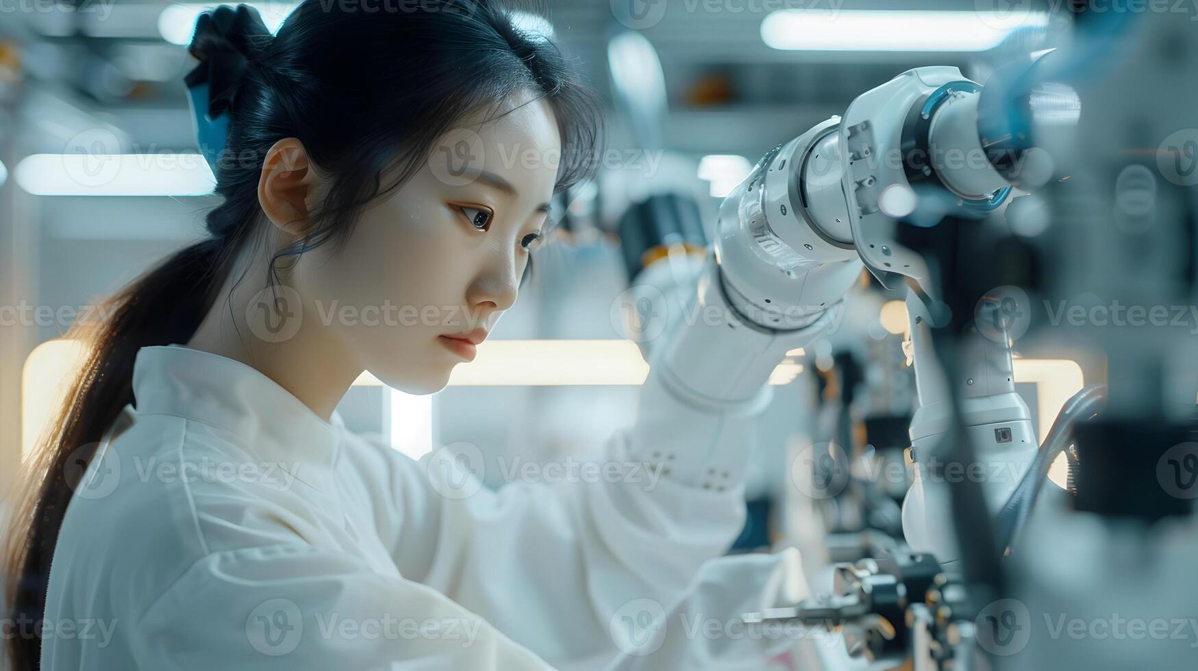 Hallyu Robotics Engineer Investigates Robotic Arm Mechanical System in Modern Industry photo