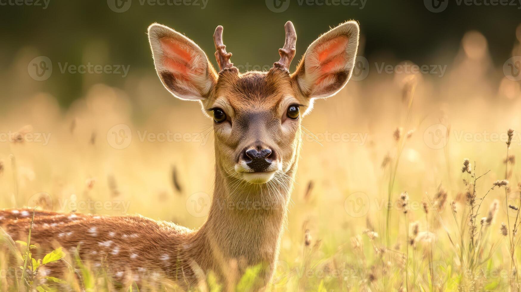 Majestic Deer in Autumn Meadow - Peaceful Wildlife Scene photo