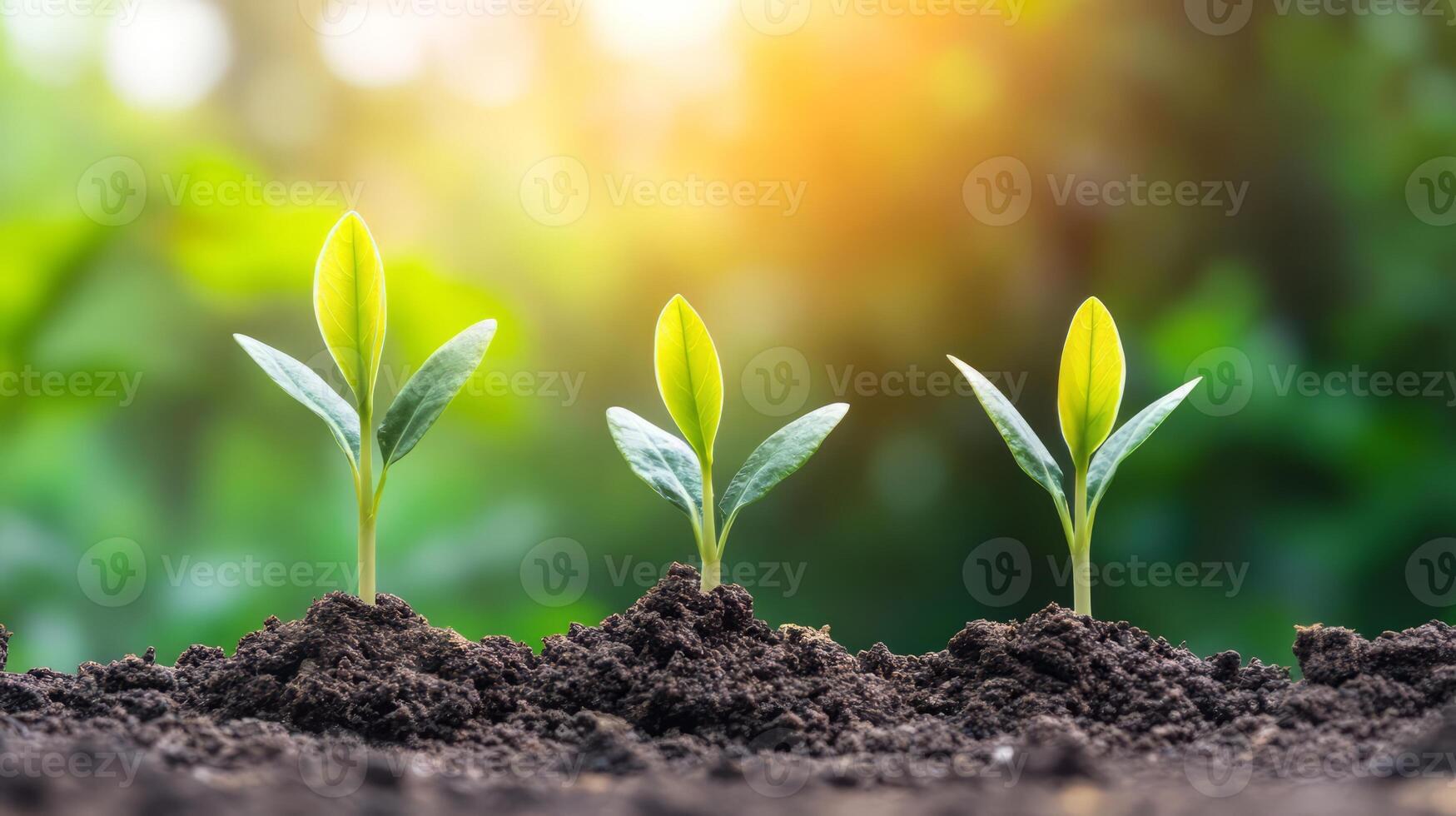 New Life Sprouting from Fertile Soil Amidst Green Environment photo