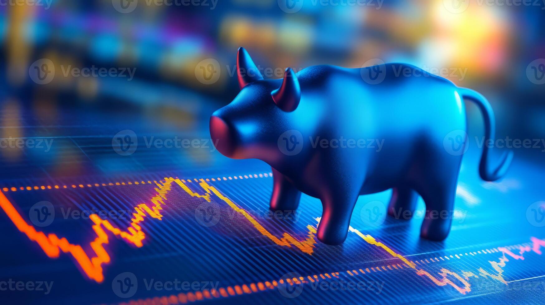 Market Analysis Visualization with Bull and Bear Figures photo