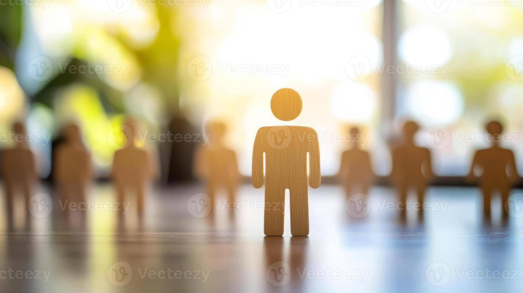 Lone Silhouetted Figure Standing in Blurry Urban Environment photo