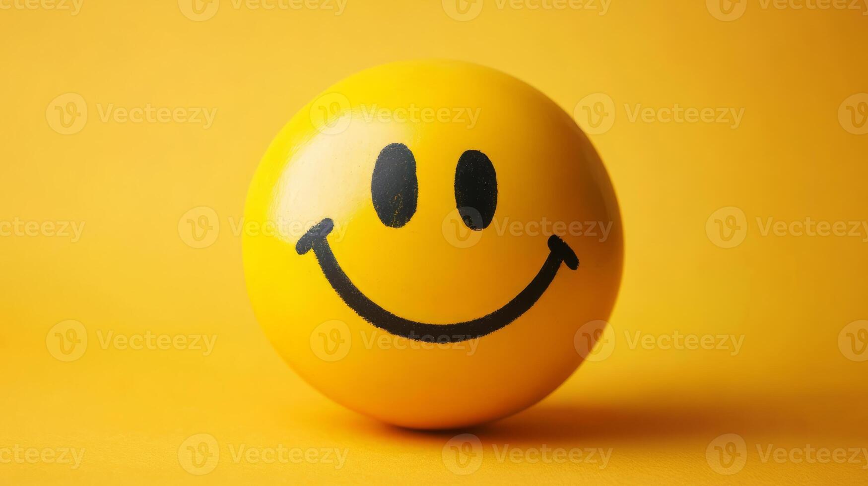 Radiant Yellow Smiley Face Emoji Symbol for Positive Mood and Joyful Expression photo