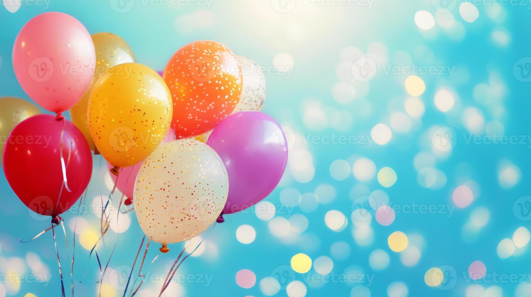 Colorful Balloons Floating in the Sky for Celebratory Event or Party photo