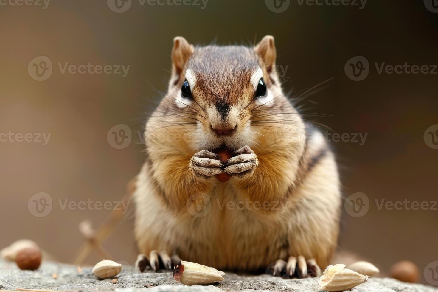 Chipmunk eating nuts photo
