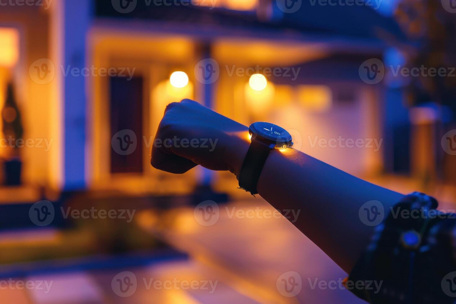 A person holding a wrist watch with a light on it photo