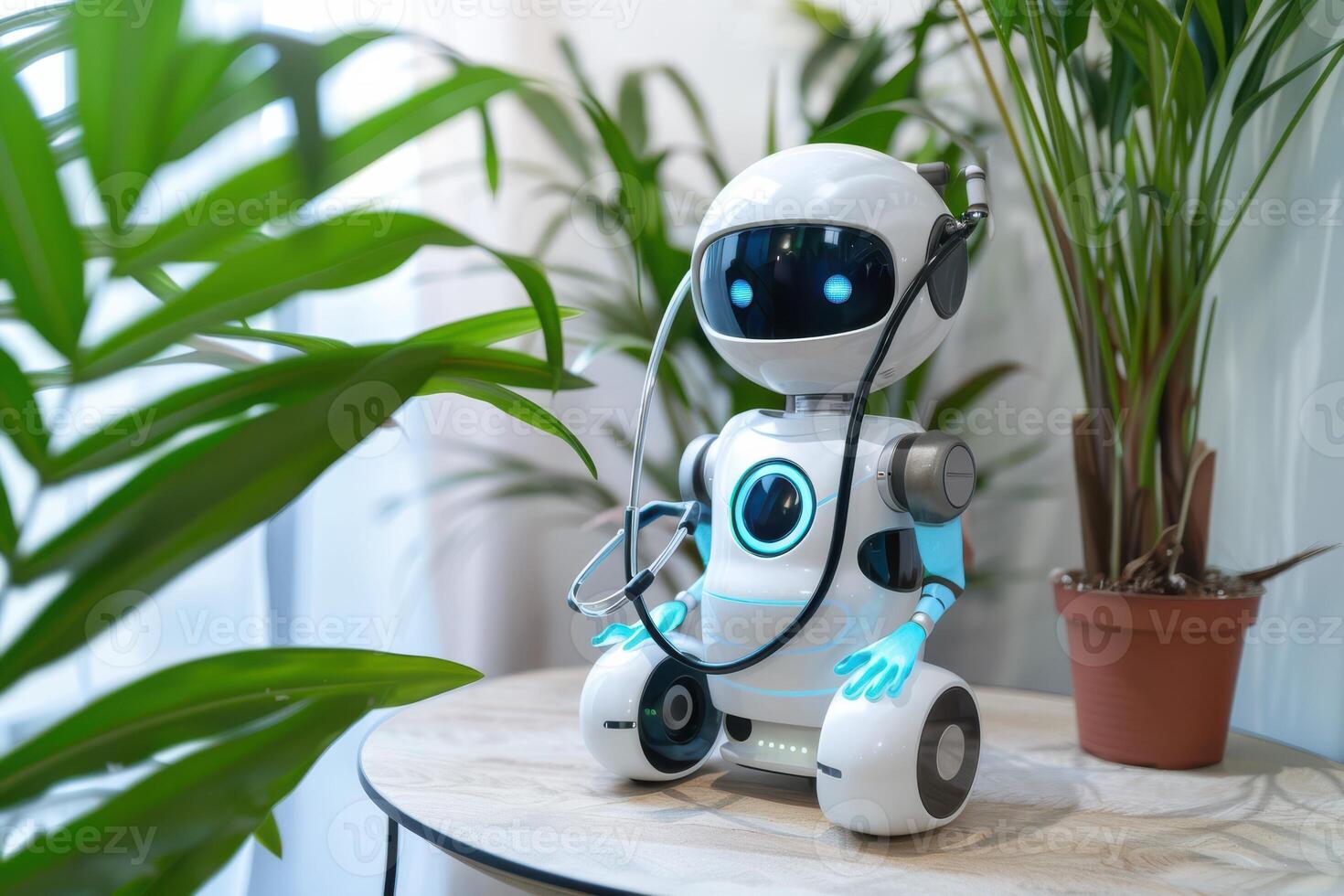 A robot with a stethoscope on its head photo