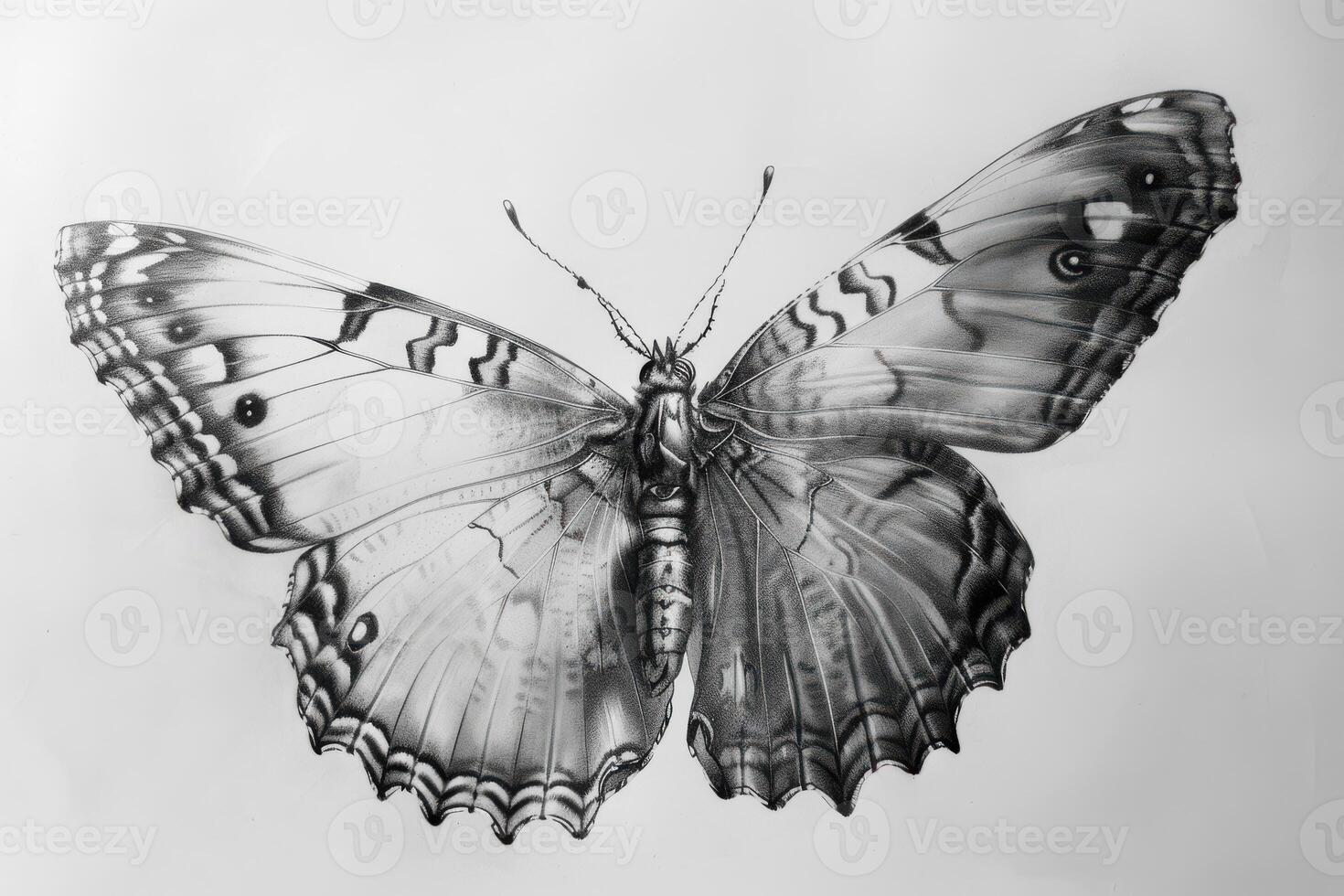A black and white drawing of a butterfly photo