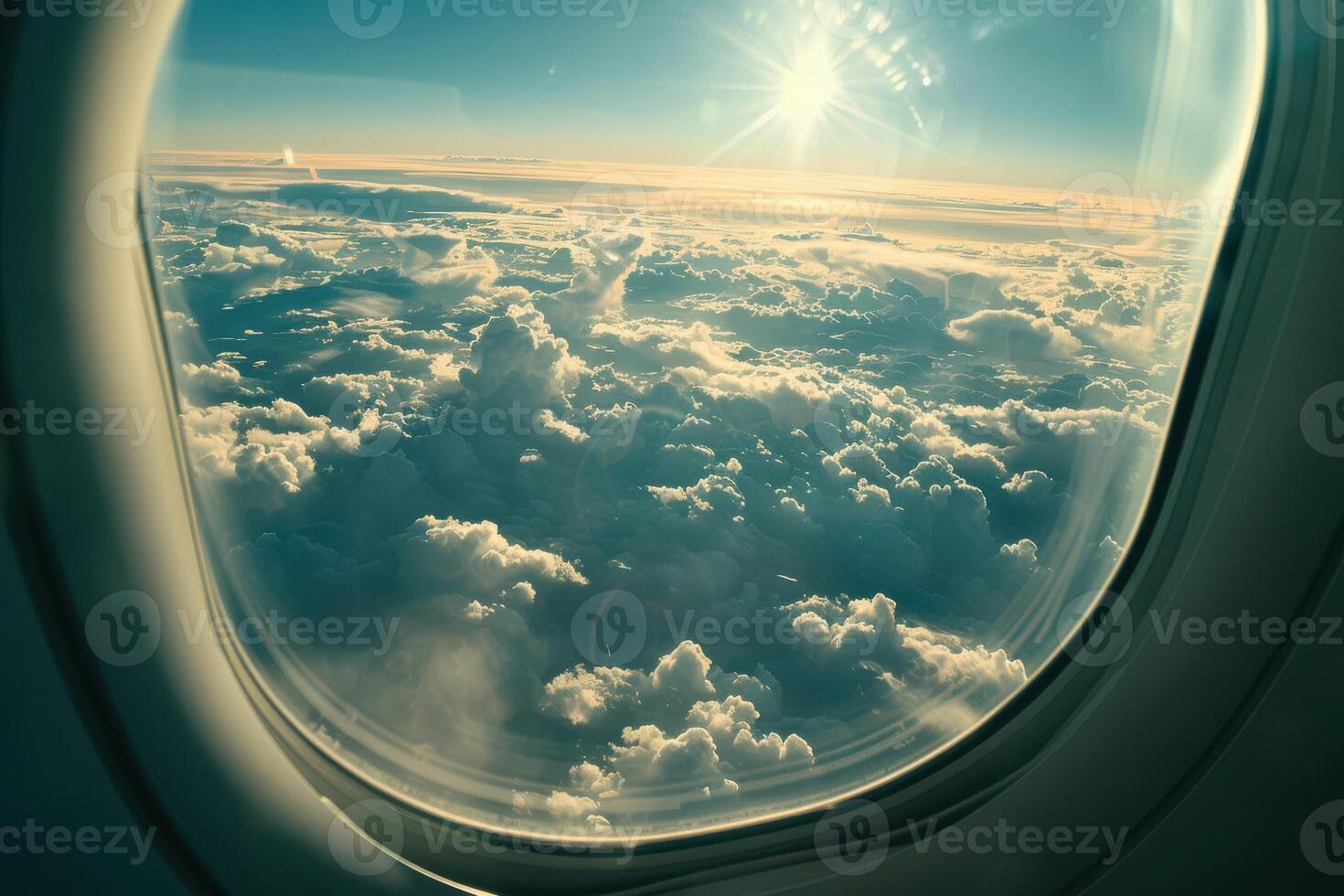 A view of the sky from an airplane window photo
