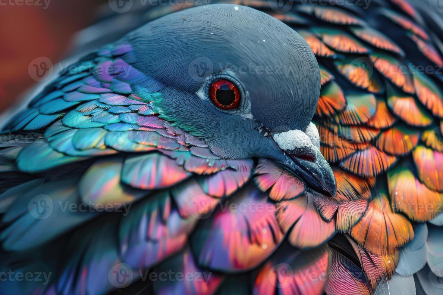 A close up of a colorful bird with a colorful feather photo