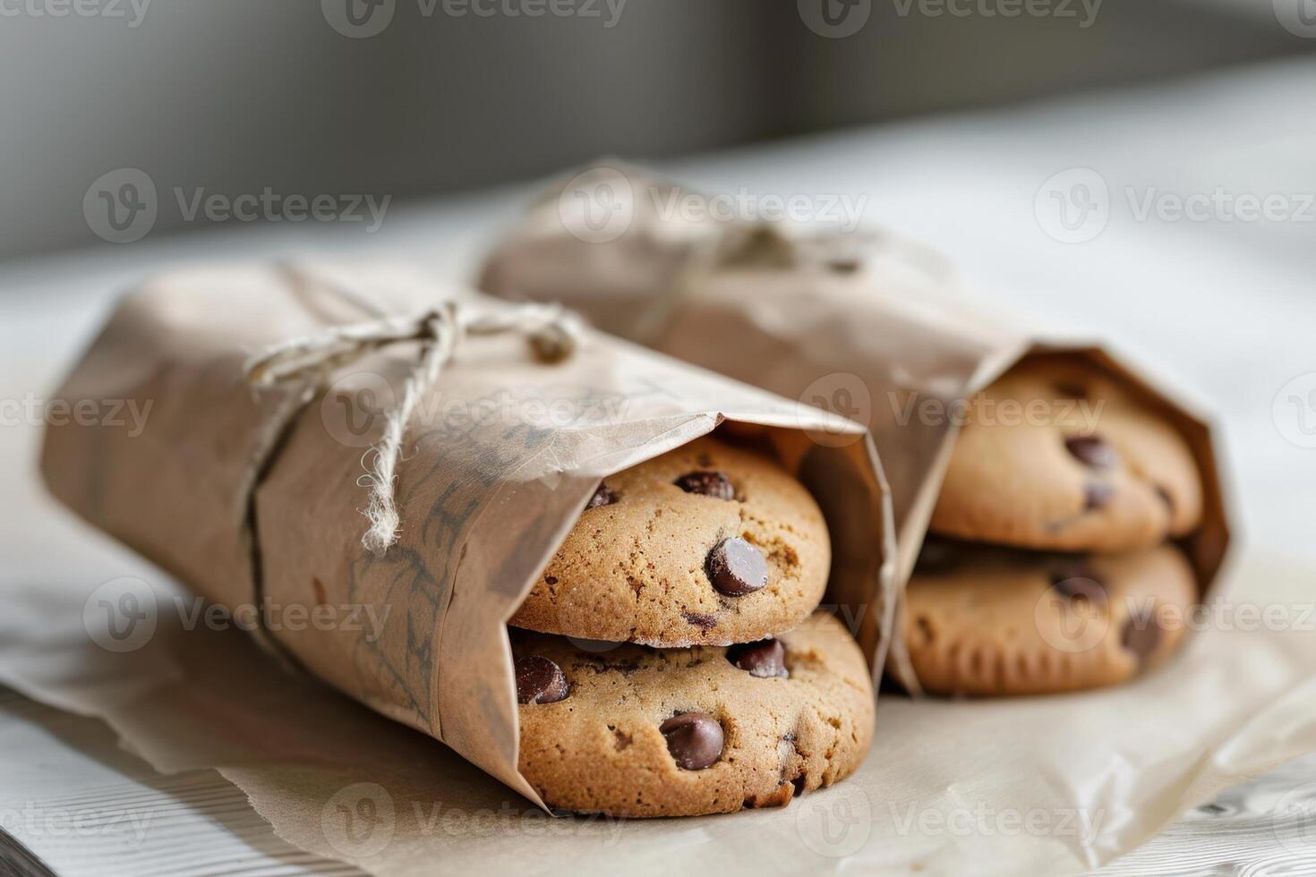 A bag of cookies sitting on top of a table photo