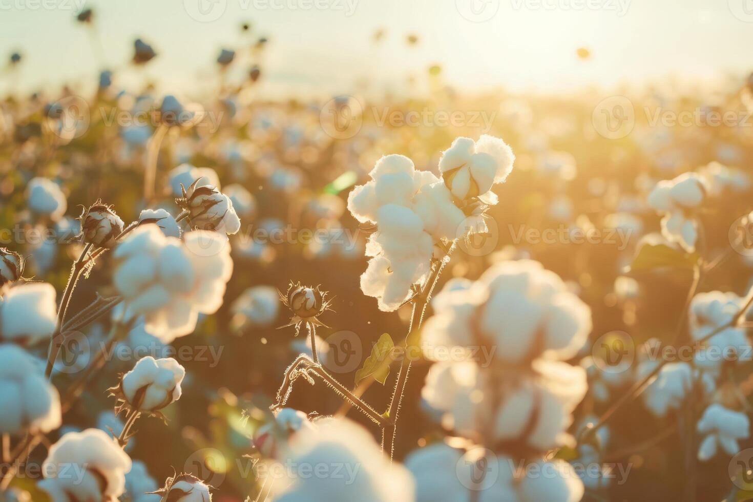 Cotton field at sunset photo
