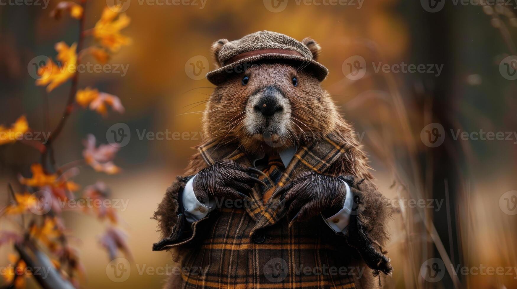A groundhog wearing a suit and tie photo