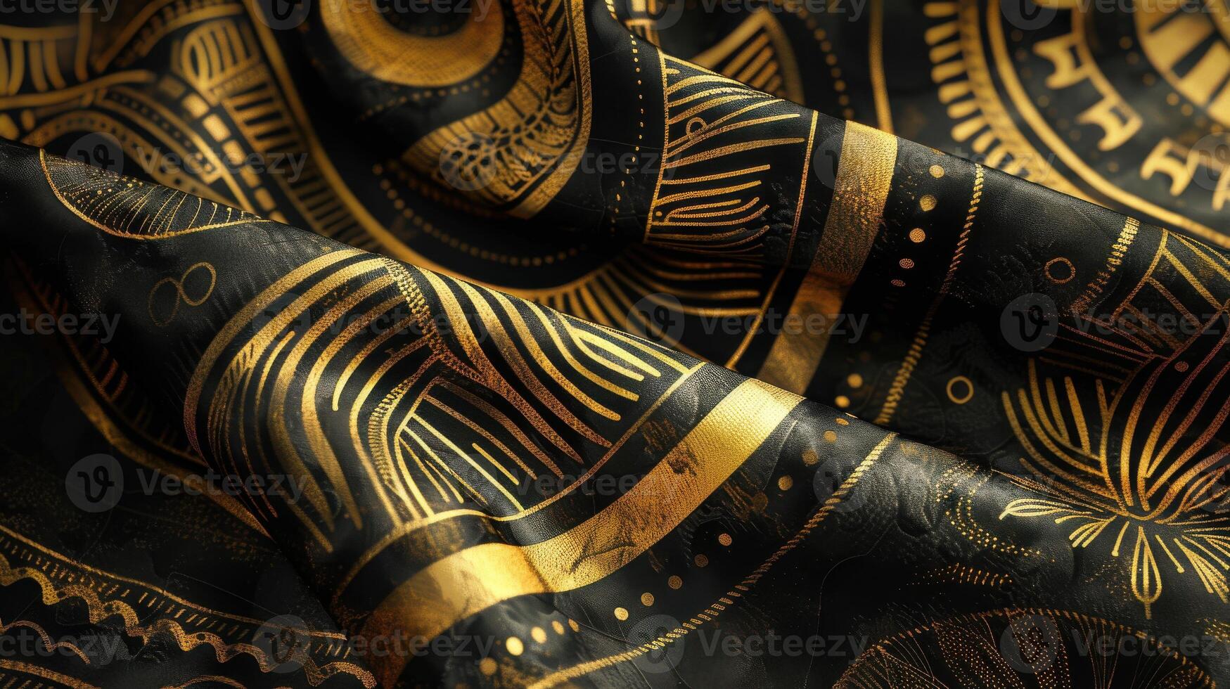 Golden tribal pattern fabric photo