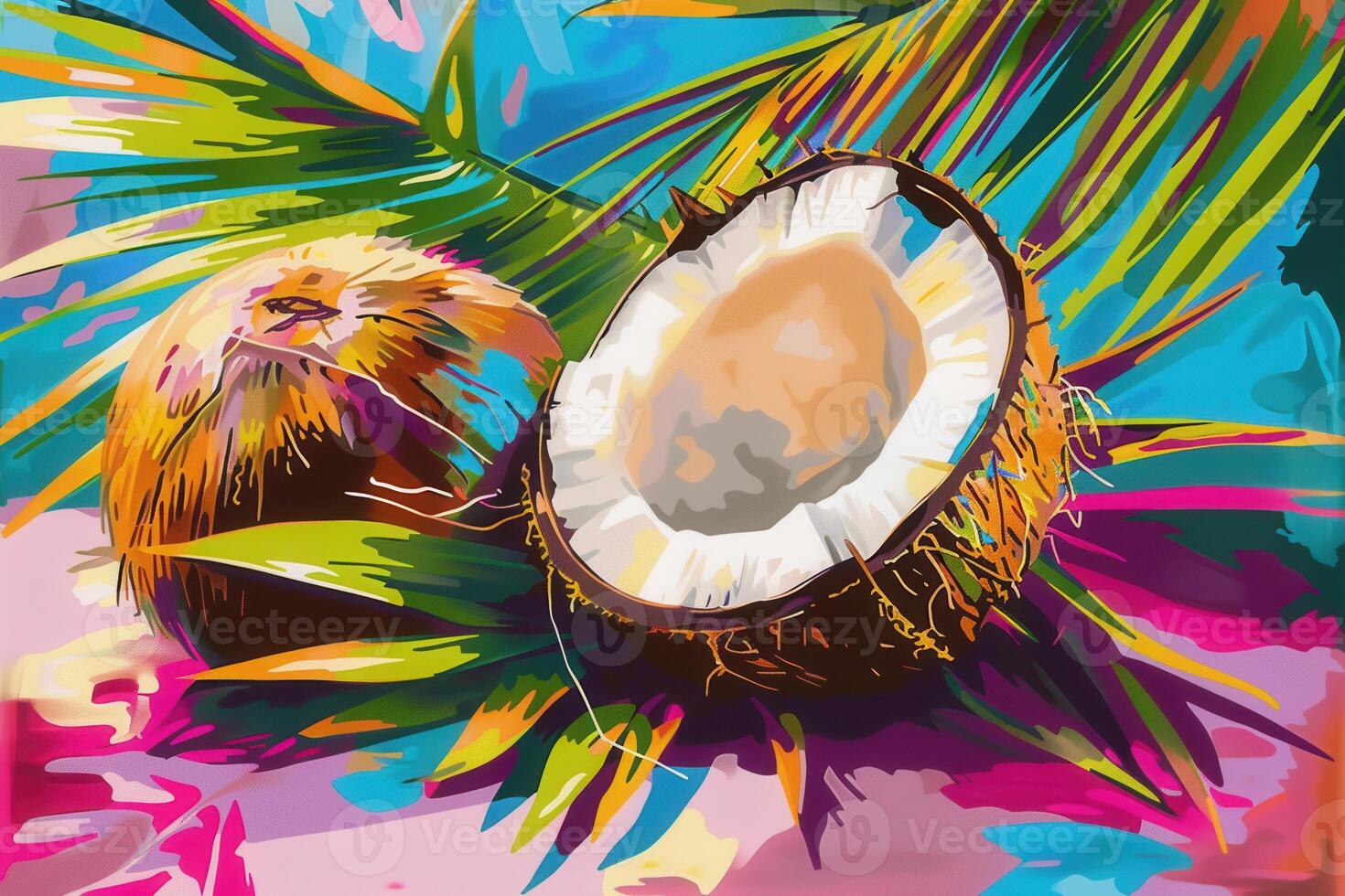 Coconut oil painting on canvas photo