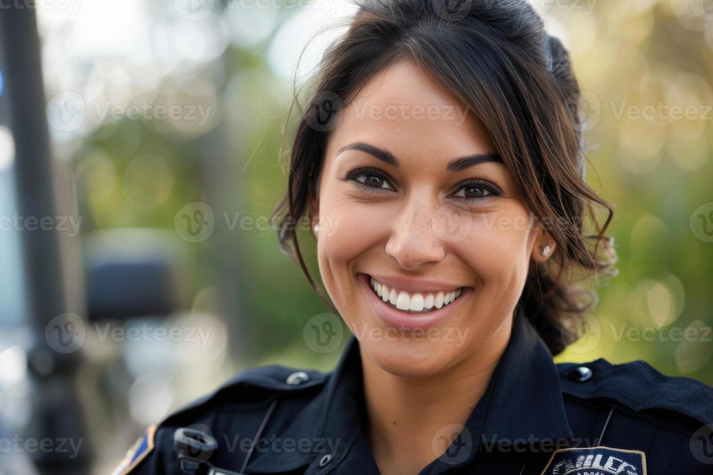 A smiling woman in a police uniform photo