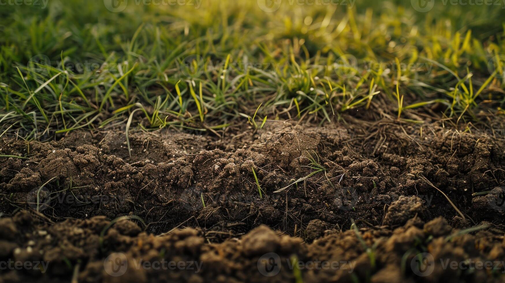 A close up of a dirt patch in the grass photo