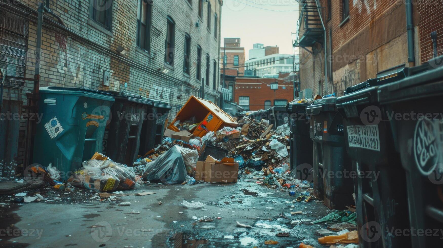 Garbage in alleyway photo