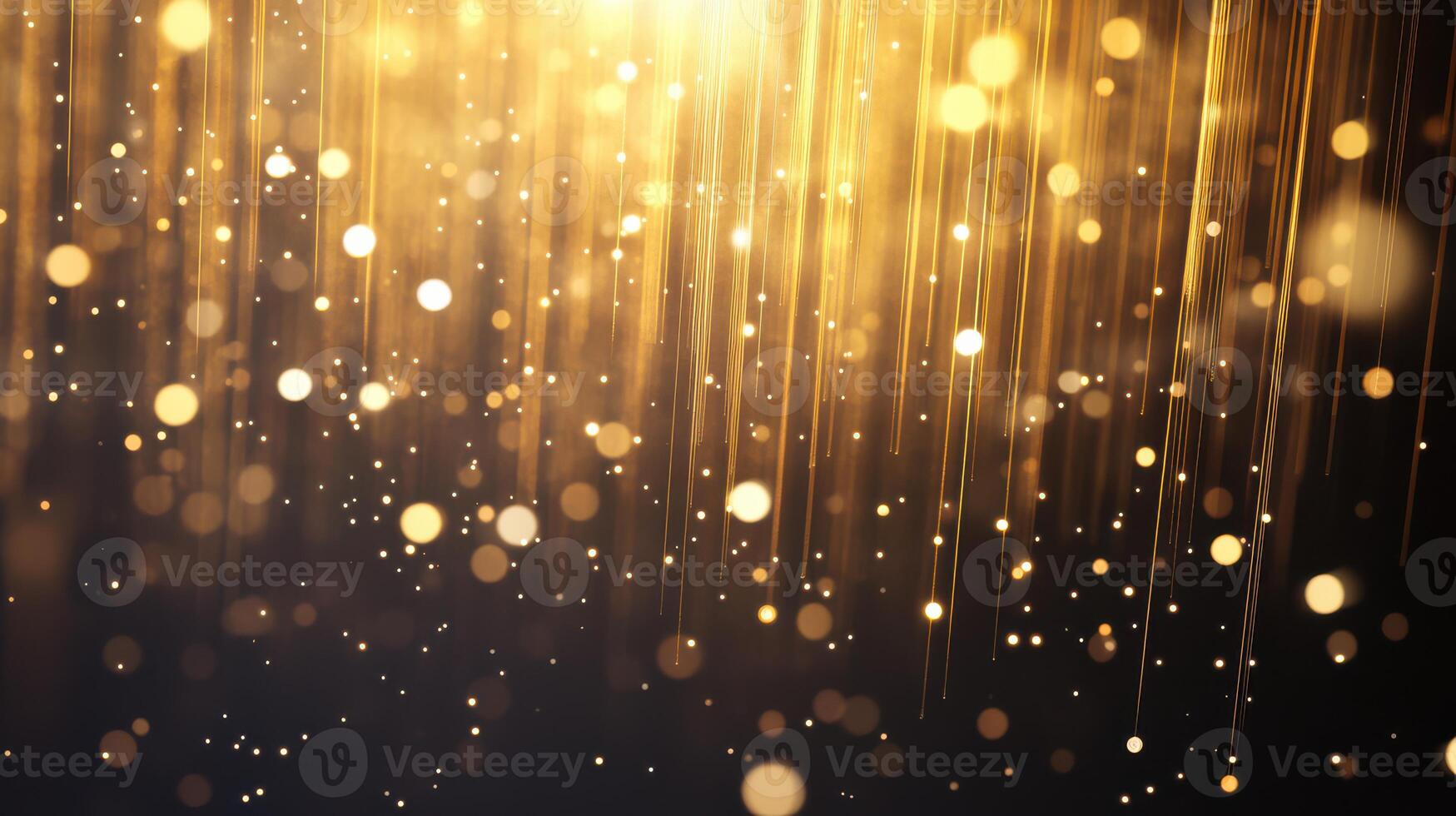Golden lights on a black background photo