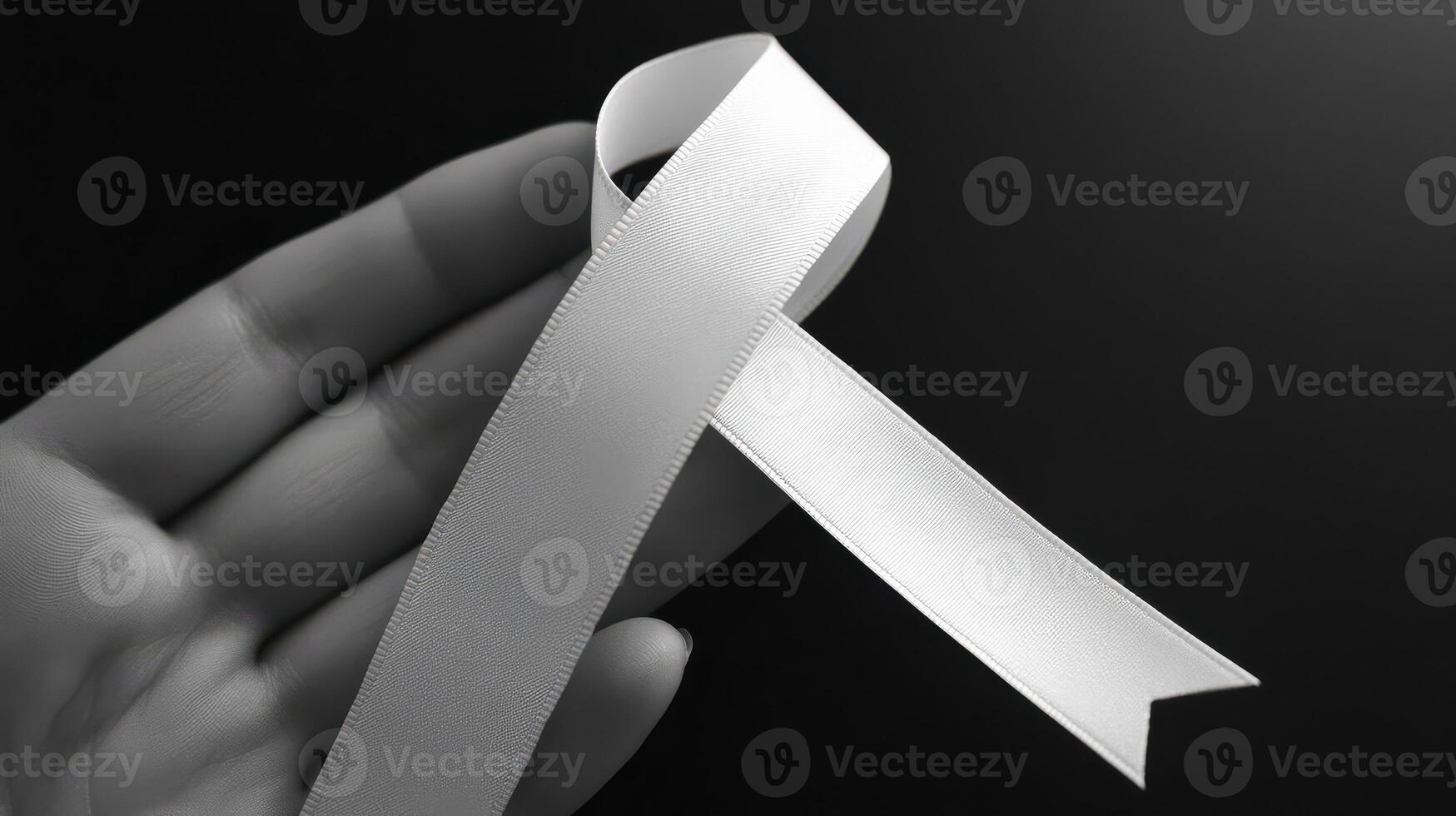 A hand holding a white ribbon photo