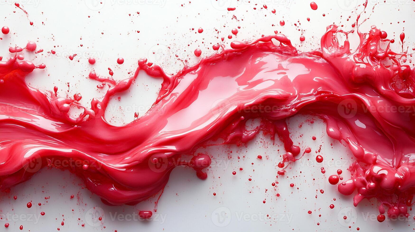 Bold splash of strawberry syrup spread across a white background creating a vibrant sweet texture photo