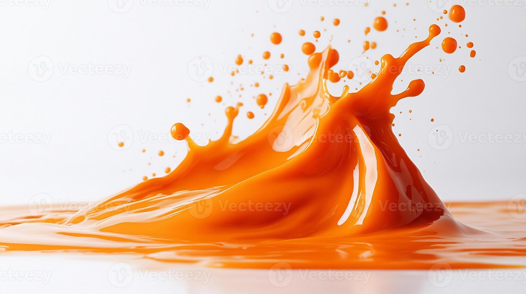Bold splash of tangy buffalo wing sauce on a clean white background showcasing its spicy orange hue photo