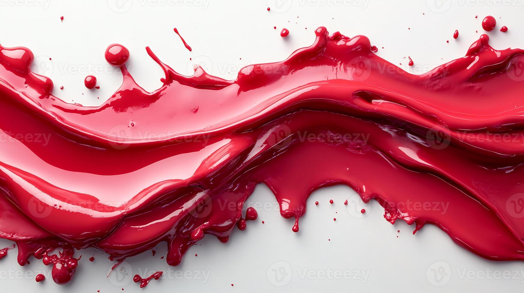Bold splash of strawberry syrup spread across a white background creating a vibrant sweet texture photo