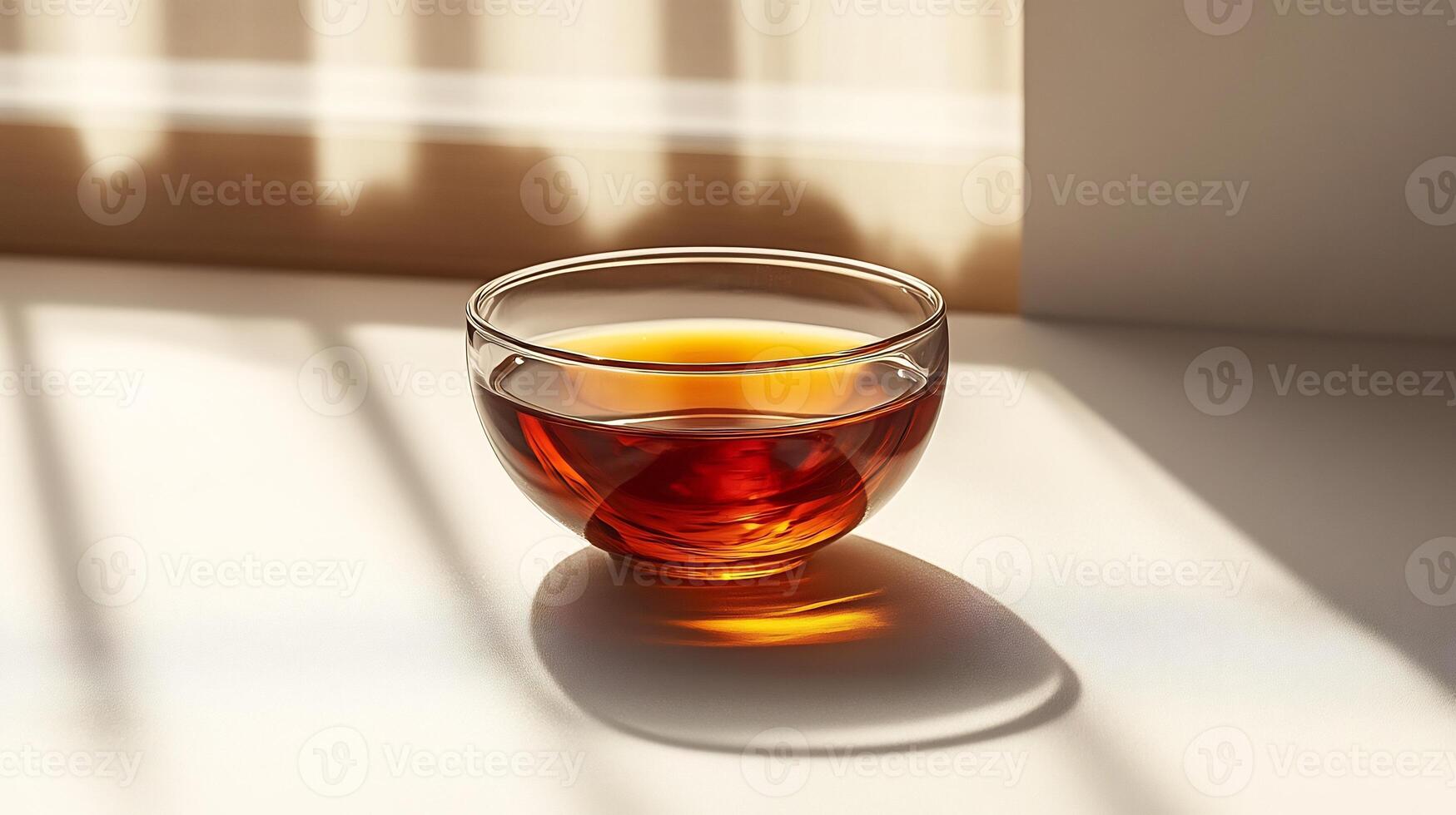 Small dish of spicy red chili oil placed in the center of a clean white background photo