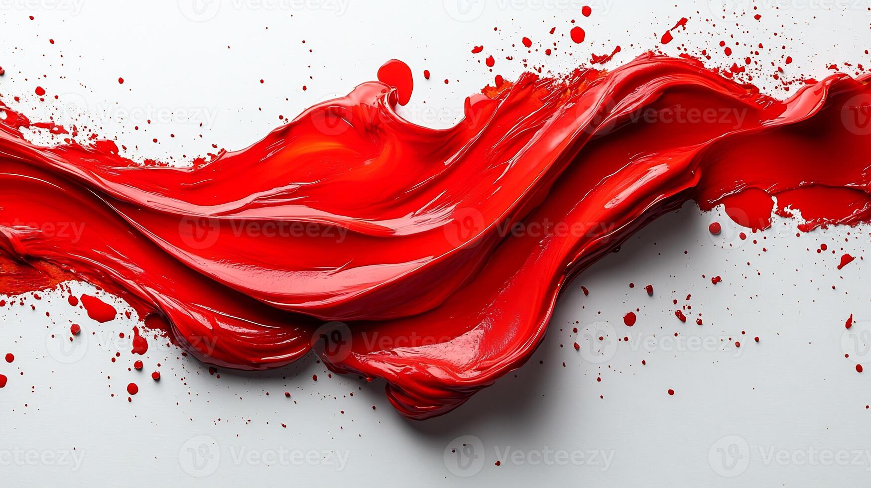 Splash of vibrant red hot sauce spread artistically on a white background bold and spicy photo